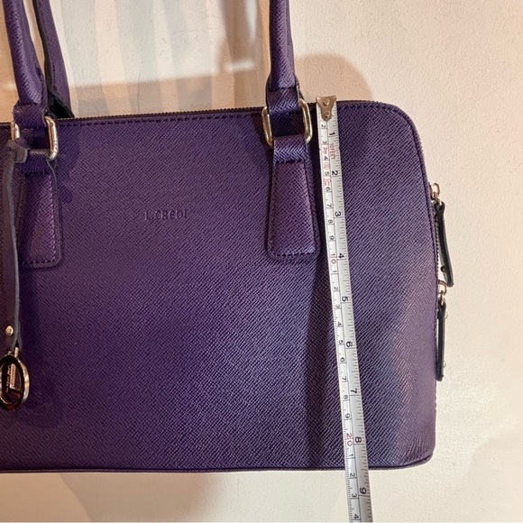 L. CREDI Saffiano Leather Satchel Handbag Shoulder Bag One Compartment & Pocket - Picture 5 of 12